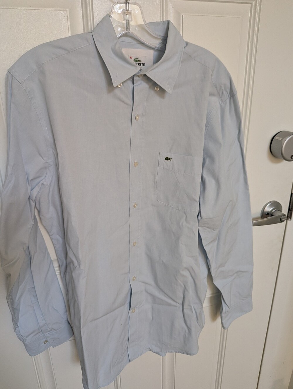 Lacoste Men's Classic Fit Long Sleeve Button Down Shirt Light Blue Size 40